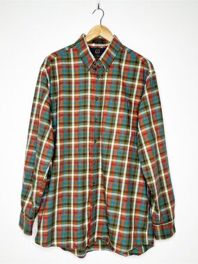 Viyella Men’s Cotton Wool Blend Plaid Button Up Shirt Size Large L